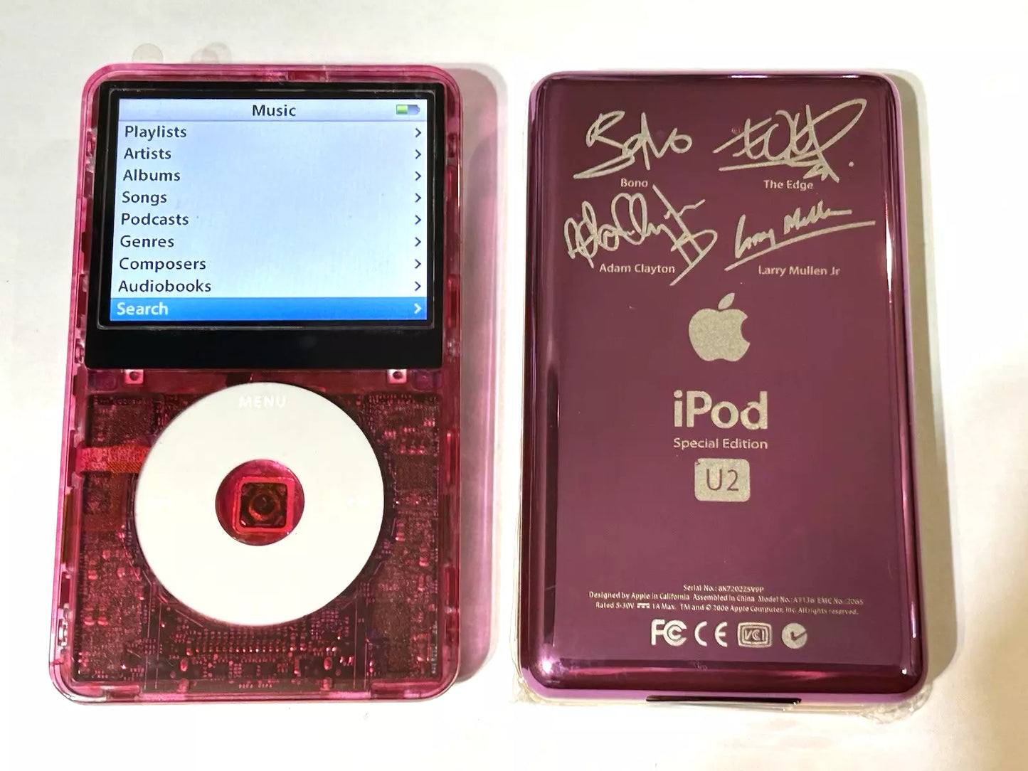Bluetooth modded Apple iPod Classic 5th Hot Pink U2 Atomic Upgraded with 2TB SSD, Custom Media Player , USB C mod upgrade (2TB 3000 mAh)