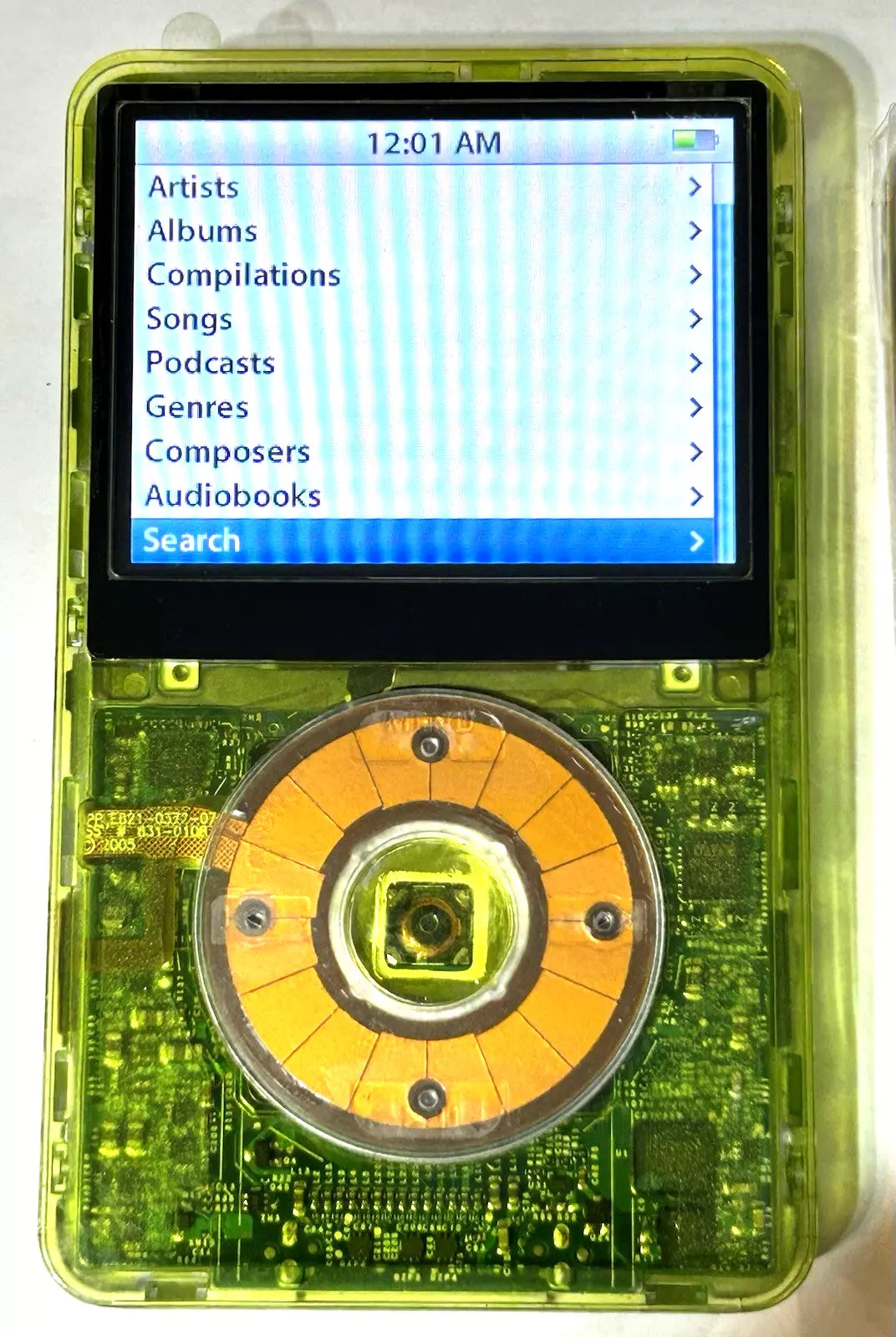 Bluetooth modded Apple iPod Classic 5th Green Slime U2 Back Upgraded with 2TB SSD, Custom Media Player , USB C mod upgrade (2TB 3000 mAh)