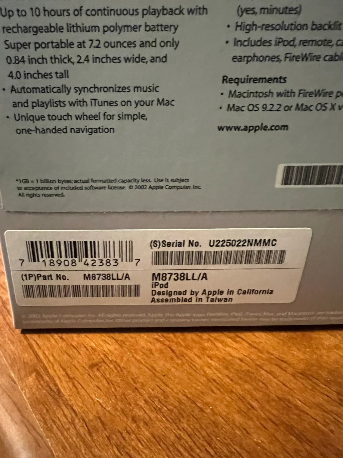 Original iPod sealed unit in original packaging