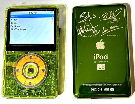 Bluetooth modded Apple iPod Classic 5th  Green Slime U2 Back  Upgraded with 2TB SSD, Custom Media Player , USB C mod upgrade (2TB 3000 mAh)