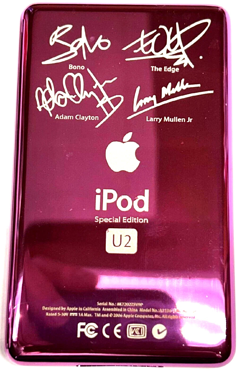 Bluetooth modded Apple iPod Classic 5th White U2 PINK Back Upgraded with 2TB SSD, Custom Media Player , USB C mod upgrade (2TB 3000 mAh)
