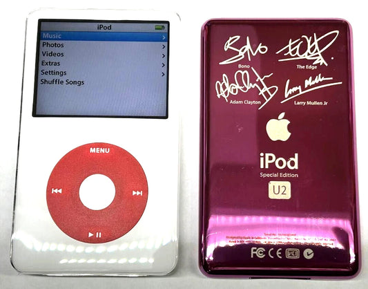 Bluetooth modded Apple iPod Classic 5th White U2 PINK Back Upgraded with 2TB SSD, Custom Media Player , USB C mod upgrade (2TB 3000 mAh)